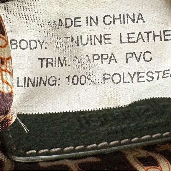 TIGNANELLO Dark Green Leather Satchel Silver Buckles Y2K - Picture 13 of 16